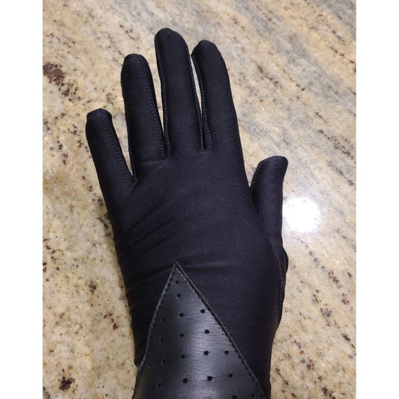 Vintage One Size Fits All Black Nylon Leather Stretch 8" Driving Gloves New?? - Picture 9 of 15